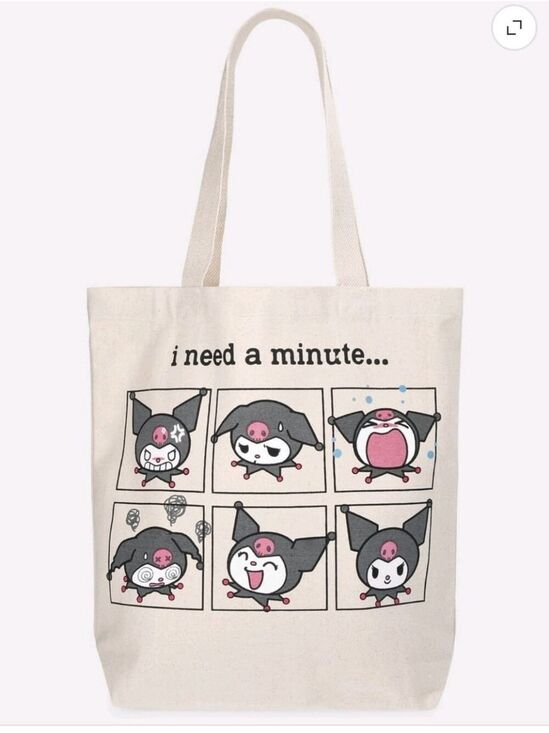 Handbags - Kuromi Women's 13.5" Current Mood Tote Bag, Natural Canvas